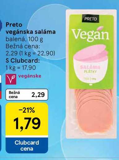 Preto vegánska saláma balená, 100 g 