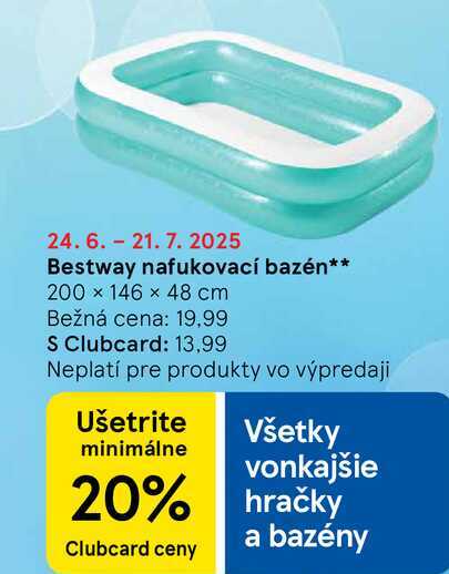 Bestway nafukovací bazén 200 × 146 x 48 cm 