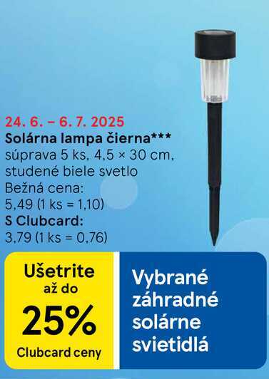 Solárna lampa čierna súprava 5 ks, 4,5 x 30 cm, studené biele svetlo 
