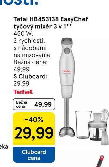 Tefal HB453138 EasyChef tyčový mixér 3 v 1