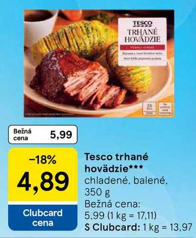 Tesco trhané hovädzie chladené, balené, 350 g 