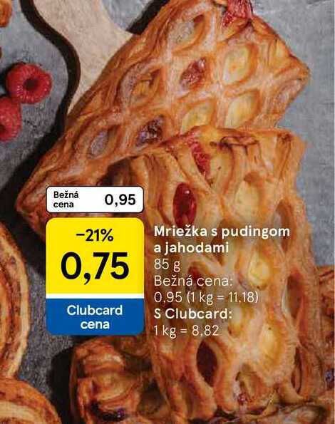 Mriežka s pudingom a jahodami 85g