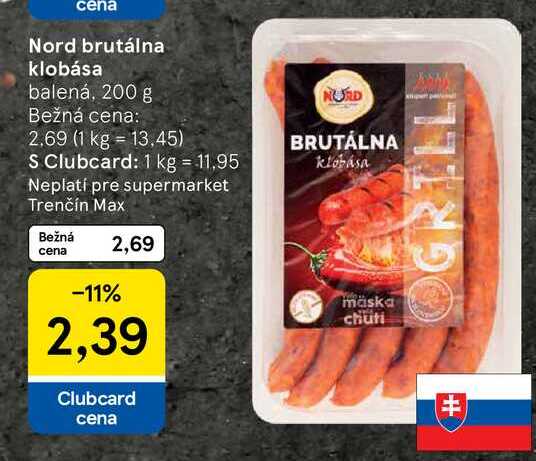 Nord brutálna klobása balená, 200 g 