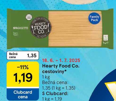 Hearty Food Co. cestoviny 1 kg  