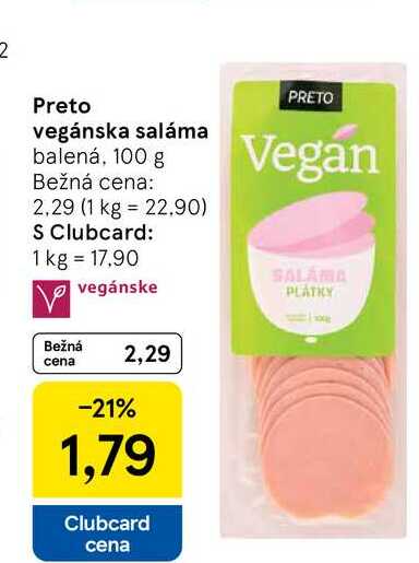 Preto vegánska saláma balená, 100 g
