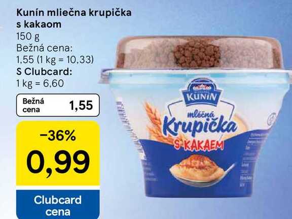 Kunín mliečna krupička s kakaom, 150 g