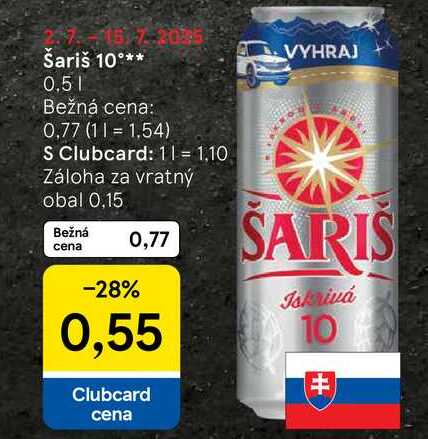 Šariš 10°, 0,5 l