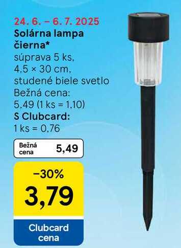 Solárna lampa čierna, 5 ks