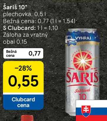 Šariš 10°, 0,5 l