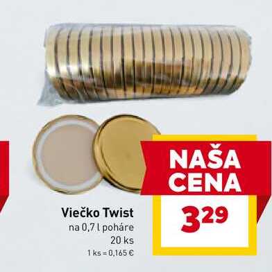 Viečko Twist na 0,7 l poháre 20 ks 