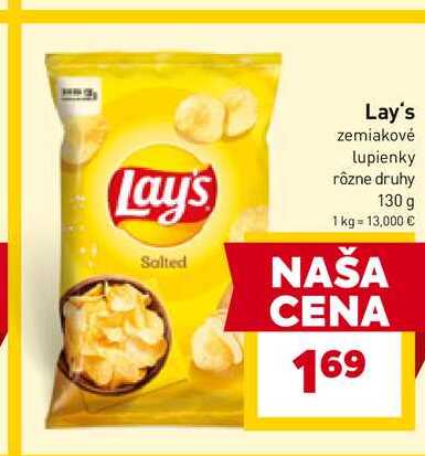 Lay's zemiakové lupienky rôzne druhy 130 g
