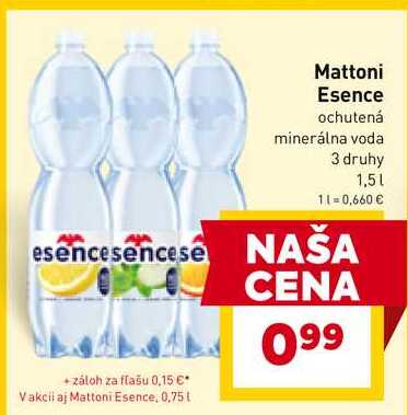 Mattoni Esence ochutená minerálna voda 3 druhy 1,5l
