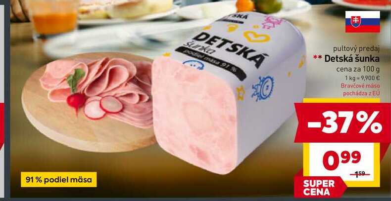 Detská šunka cena za 100 g 