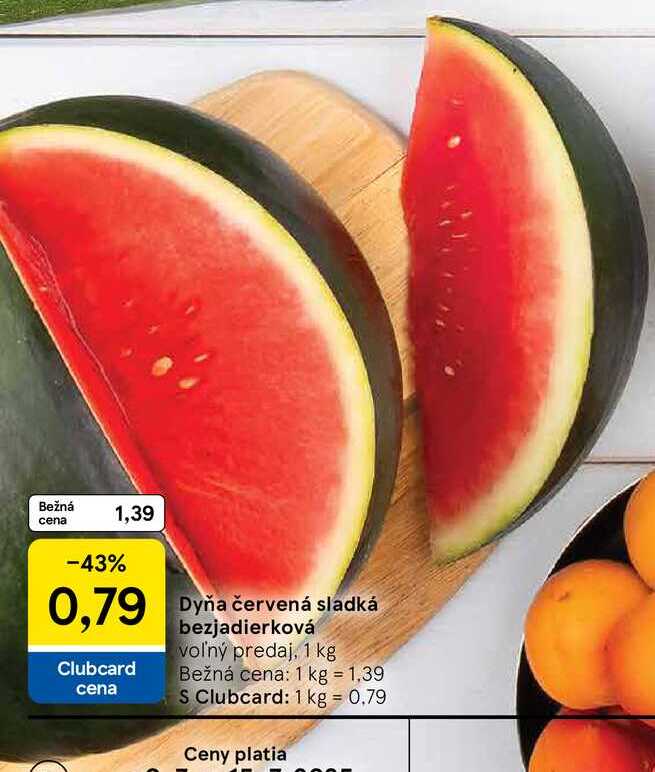 Dyňa červená sladká bezjadierková, 1 kg