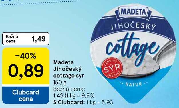 Madeta Jihočeský cottage syr, 150 g