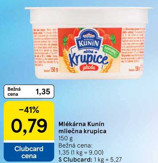 Mlékárna Kunín mliečna krupica, 150 g 