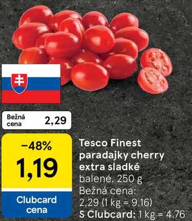 Tesco Finest paradajky cherry extra sladké, 250 g 