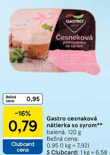 Gastro cesnaková nátierka so syrom, 120 g