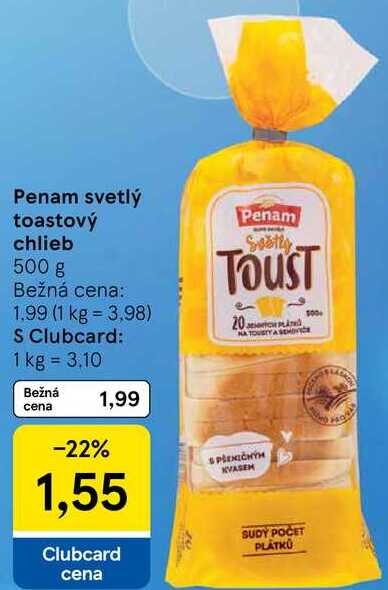 Penam svetlý toastový chlieb, 500 g 