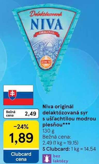 Niva originál delaktózovaná syr s ušľachtilou modrou plesňou, 130 g 