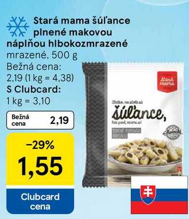 Stará mama šúľance plnené makovou náplňou hlbokozmrazené, 500 g 