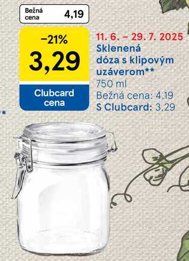 Sklenená dóza s klipovým uzáverom