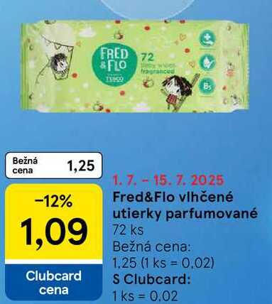 Fred&Flo vlhčené utierky parfumované, 72 ks 