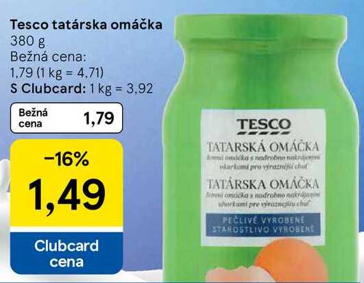 Tesco tatárska omáčka, 380 g 
