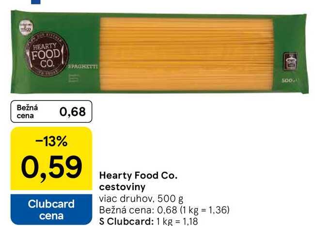 Hearty Food Co. cestoviny, 500 g 