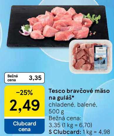 Tesco bravčové mäso na guláš, 500 g