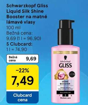 Schwarzkopf Gliss Liquid Silk Shine Booster na matné lámavé vlasy, 100 ml 