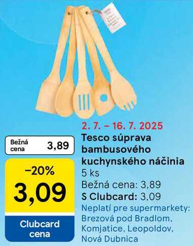 Tesco súprava bambusového kuchynského náčinia 