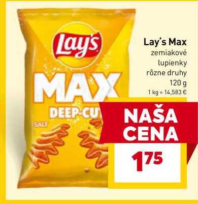 Lay's Max zemiakové lupienky rôzne druhy 120 g 