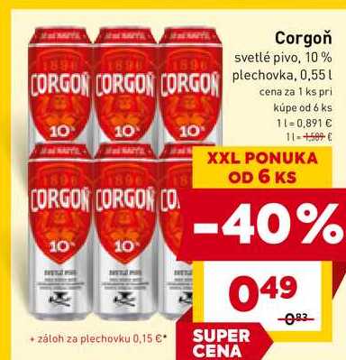 Corgoň 10% svetlé pivo 0,55l