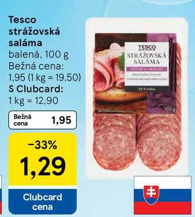 Tesco strážovská saláma, 100 g