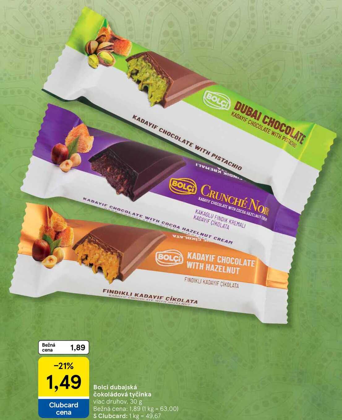 Bolci dubajská čokoládová tyčinka, 30 g 