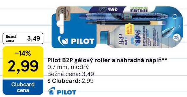 Pilot B2P gélový roller a náhradná náplň
