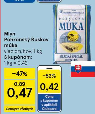 Mlyn Pohronský Ruskov múka, 1 kg