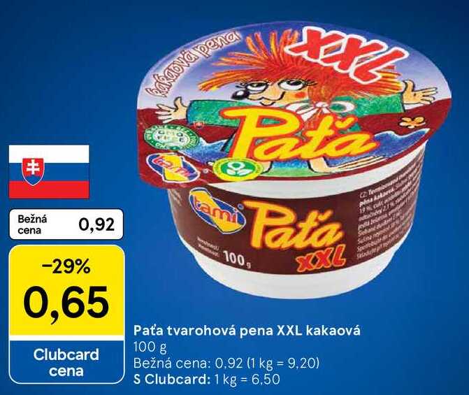 Paťa tvarohová pena XXL kakaová, 100 g