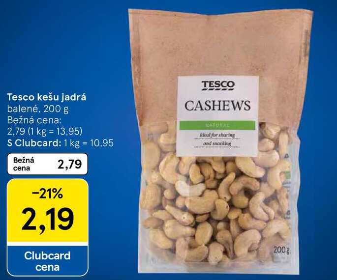 Tesco kešu jadrá, 200 g 