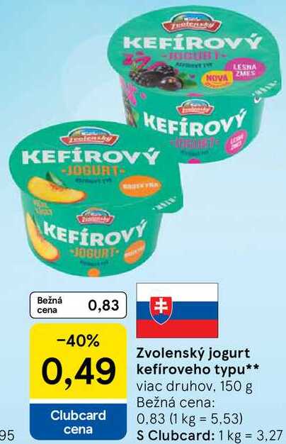 Zvolenský jogurt kefíroveho typu, 150 g