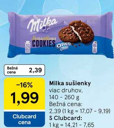 Milka sušienky, 140-260 g 