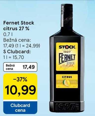 Fernet Stock citrus 27%, 0,7 l