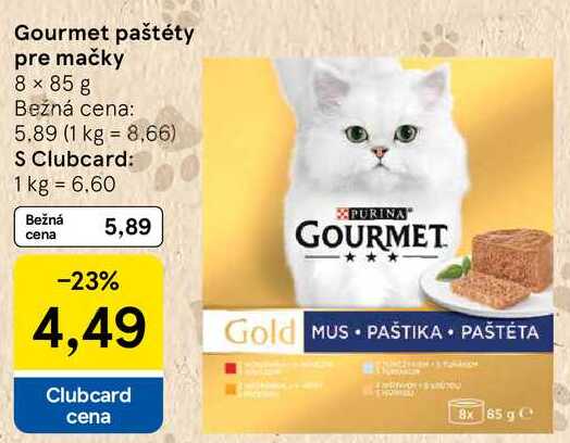 Gourmet paštéty pre mačky, 8x 85 g 