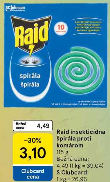 Raid insekticidna špirála proti komárom, 115 g