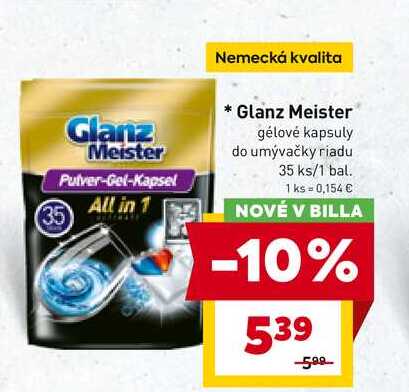 Glanz Meister gélové kapsuly do umývačky riadu 35 ks/1 bal. 