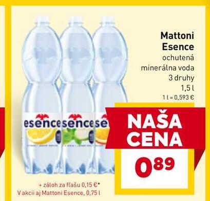 Mattoni Esence ochutená minerálna voda 3 druhy 1,5 l