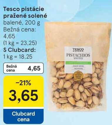 Tesco pistácie pražené solené, 200 g