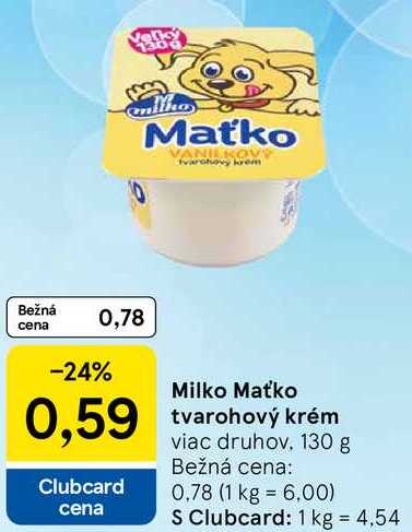 Milko Maťko tvarohový krém, 130 g 