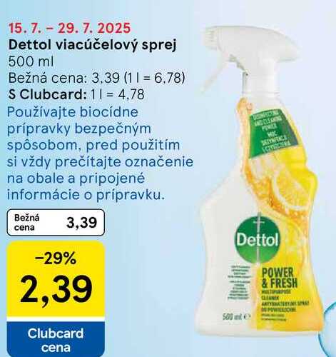 Dettol viacúčelový sprej, 500 ml 
